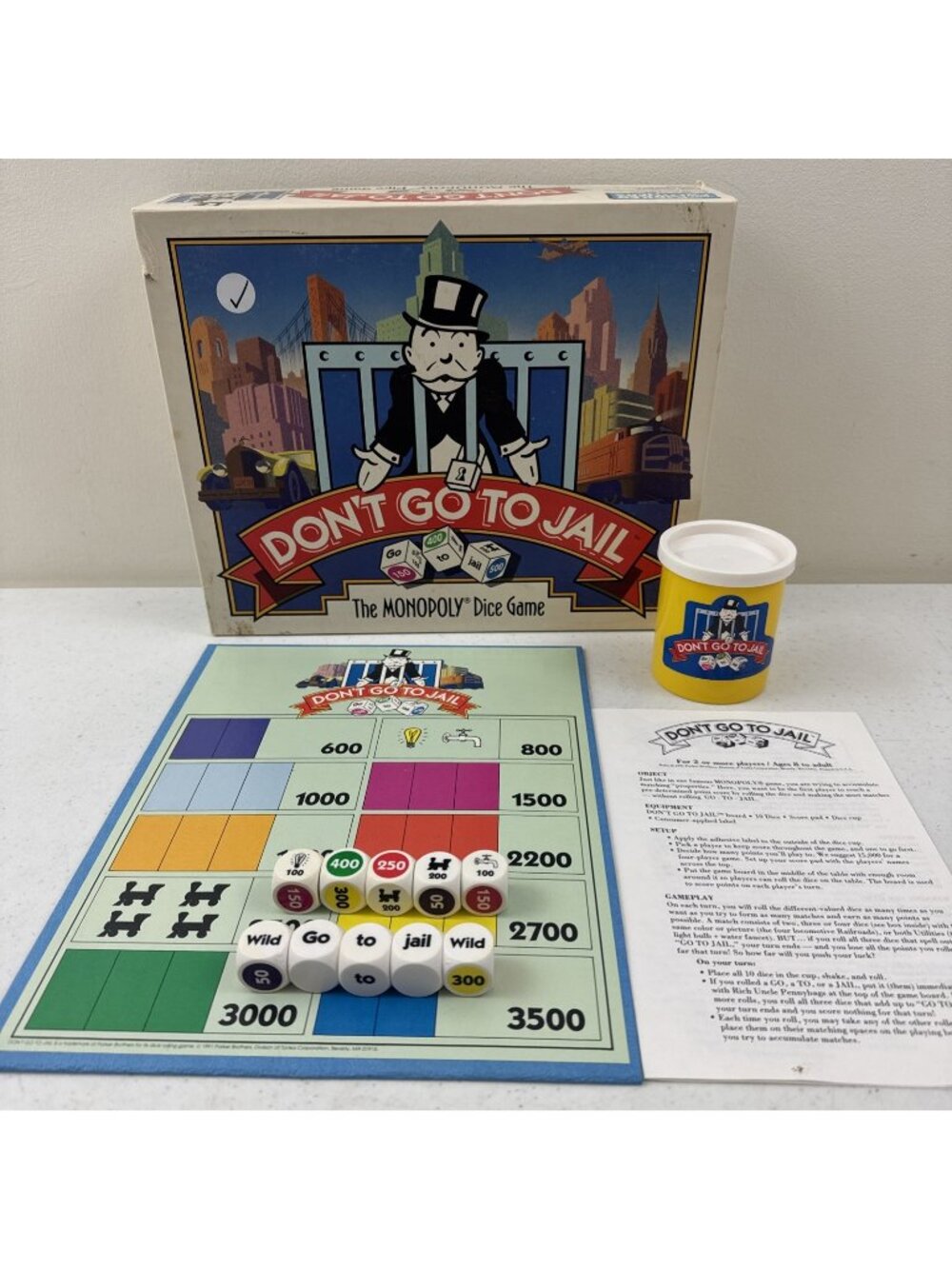 Don't Go To Jail Monopoly Dice Game 1991 Parker Brothers Game Night No Score Pad